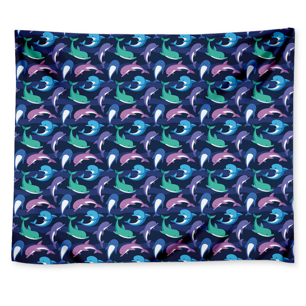 Colorful Dolphin Pattern Print Tapestry