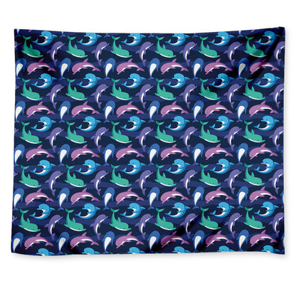 Colorful Dolphin Pattern Print Tapestry