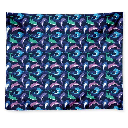 Colorful Dolphin Pattern Print Tapestry