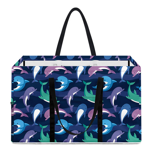 Colorful Dolphin Pattern Print Utility Tote Bag