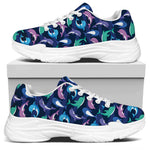 Colorful Dolphin Pattern Print White Chunky Shoes