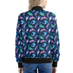 Colorful Dolphin Pattern Print Women's Bomber Jacket