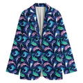 Colorful Dolphin Pattern Print Women's Cotton Blazer