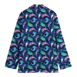 Colorful Dolphin Pattern Print Women's Cotton Blazer