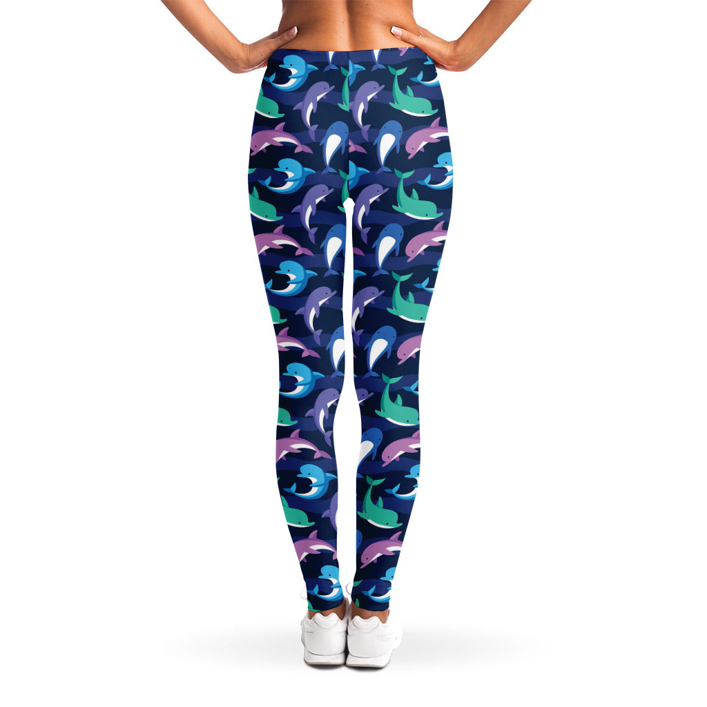 Colorful Dolphin Pattern Print Women's Leggings