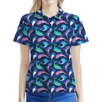 Colorful Dolphin Pattern Print Women's Polo Shirt