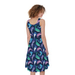 Colorful Dolphin Pattern Print Women's Sleeveless Dress