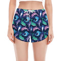 Colorful Dolphin Pattern Print Women's Split Running Shorts