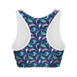 Colorful Dolphin Pattern Print Women's Sports Bra
