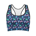 Colorful Dolphin Pattern Print Women's Sports Bra