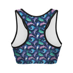 Colorful Dolphin Pattern Print Women's Sports Bra