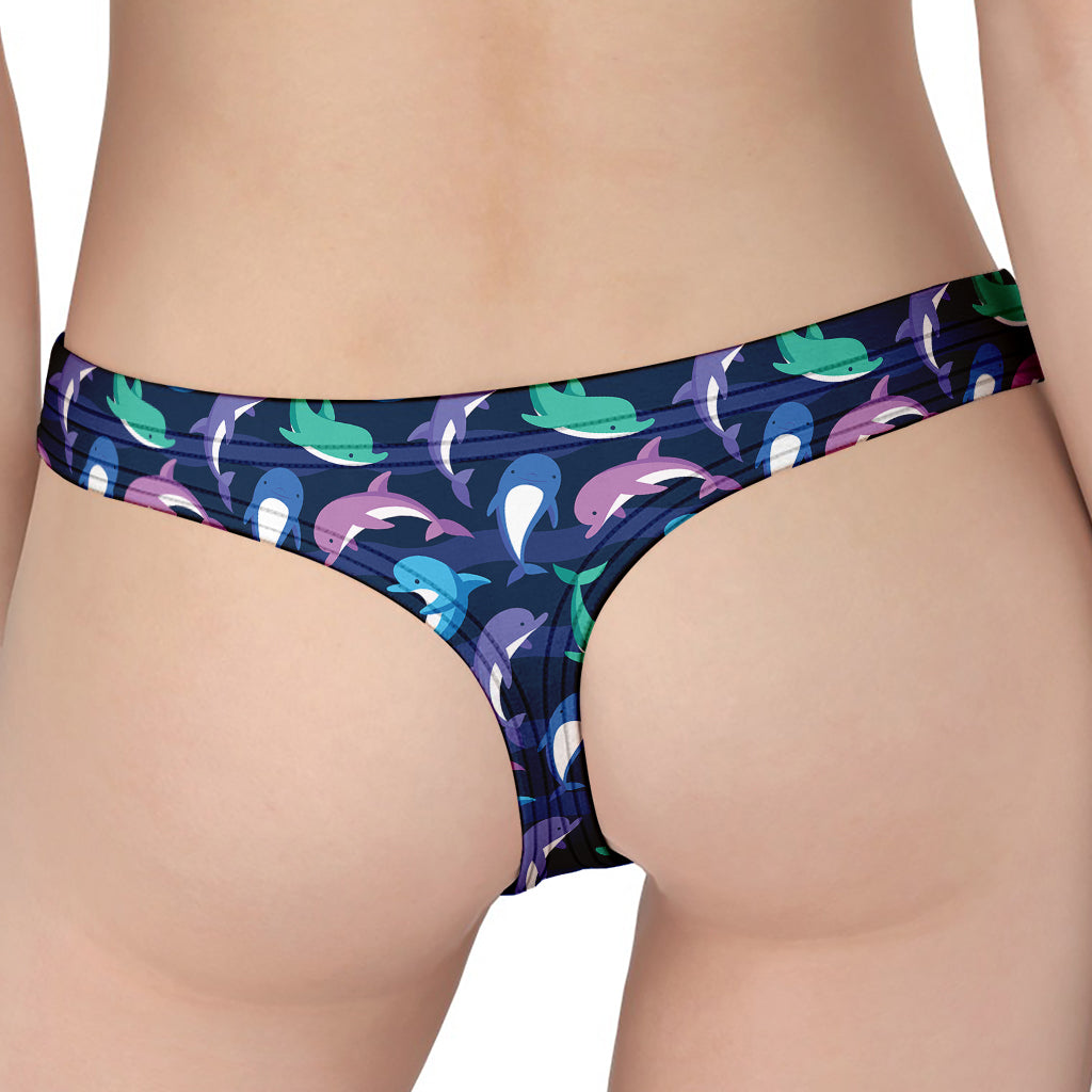 Colorful Dolphin Pattern Print Women's Thong