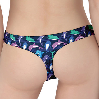 Colorful Dolphin Pattern Print Women's Thong