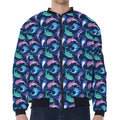 Colorful Dolphin Pattern Print Zip Sleeve Bomber Jacket