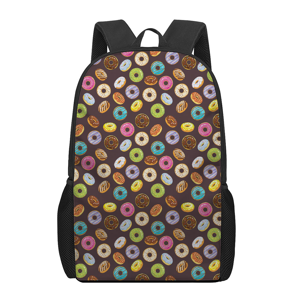 Colorful Donut Pattern Print 17 Inch Backpack