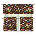 Colorful Donut Pattern Print 3 Piece Kitchen Curtains