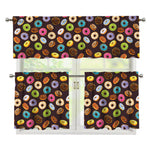 Colorful Donut Pattern Print 3 Piece Kitchen Curtains