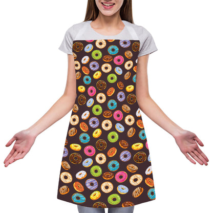 Colorful Donut Pattern Print Adjustable Apron
