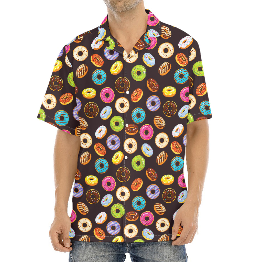 Colorful Donut Pattern Print Aloha Shirt