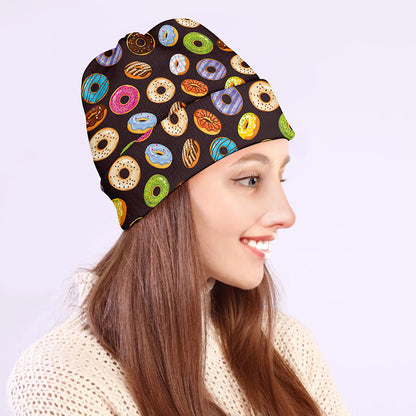Colorful Donut Pattern Print Beanie
