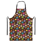 Colorful Donut Pattern Print Bib Apron With Pocket