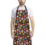 Colorful Donut Pattern Print Bib Apron With Pocket