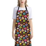 Colorful Donut Pattern Print Bib Apron With Pocket