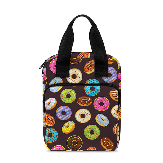 Colorful Donut Pattern Print Bible Tote Bag