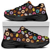 Colorful Donut Pattern Print Black Chunky Shoes