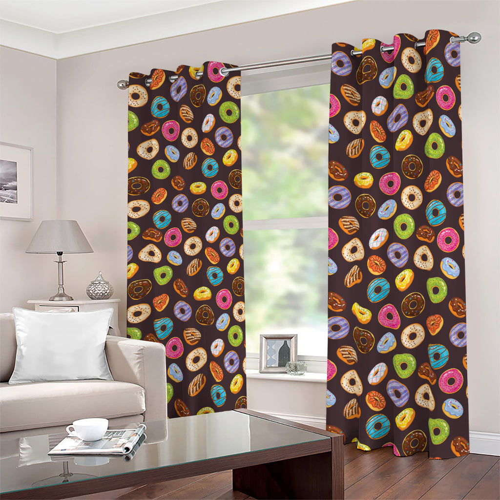 Colorful Donut Pattern Print Blackout Grommet Curtains