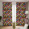 Colorful Donut Pattern Print Dimout Pencil Pleat Curtains