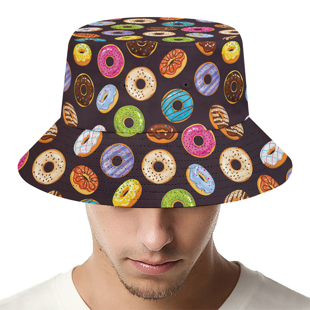 Colorful Donut Pattern Print Bucket Hat