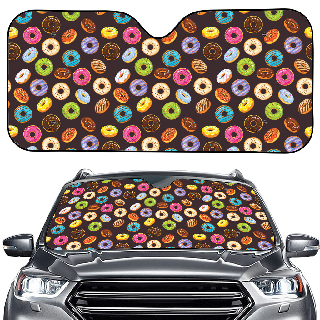 Colorful Donut Pattern Print Car Windshield Sun Shade