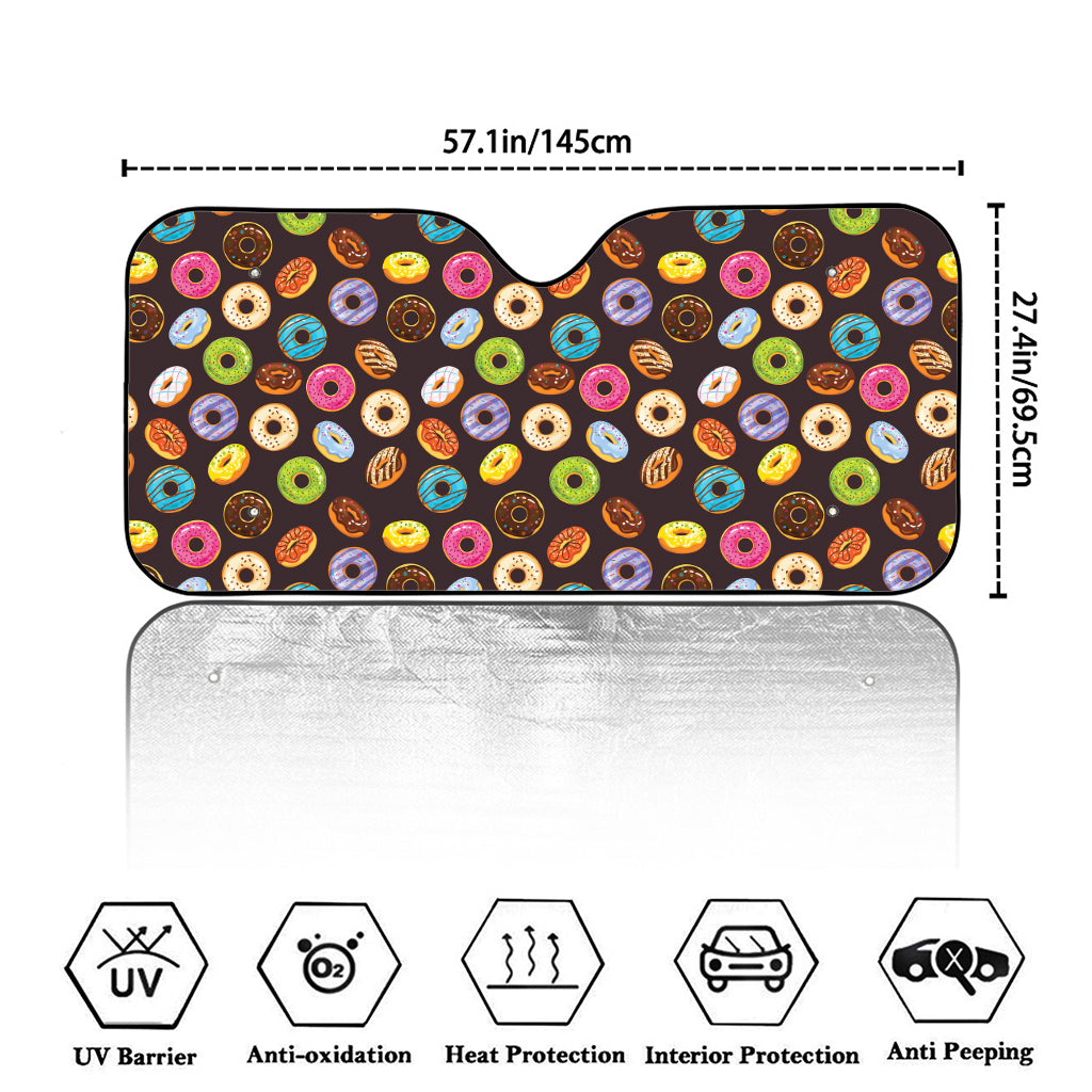 Colorful Donut Pattern Print Car Windshield Sun Shade