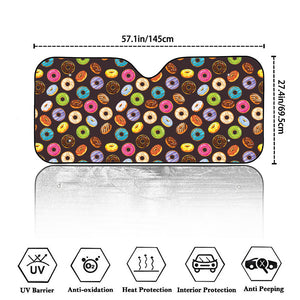 Colorful Donut Pattern Print Car Windshield Sun Shade