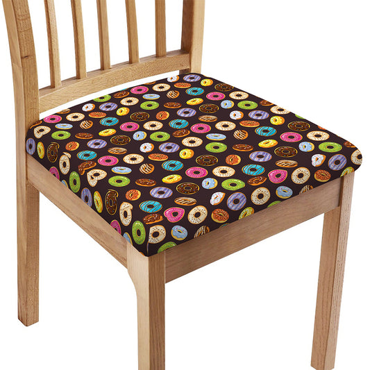 Colorful Donut Pattern Print Chair Cushion Cover