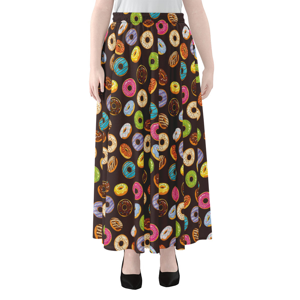 Colorful Donut Pattern Print Chiffon Maxi Skirt