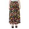 Colorful Donut Pattern Print Chiffon Maxi Skirt