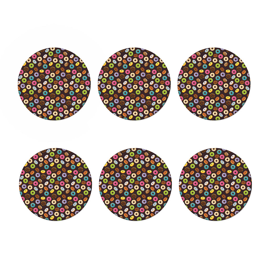 Colorful Donut Pattern Print Coaster Set