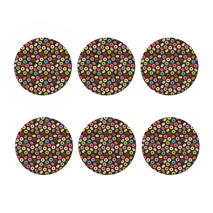 Colorful Donut Pattern Print Coaster Set