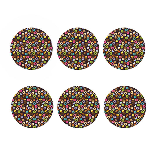 Colorful Donut Pattern Print Coaster Set