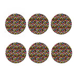 Colorful Donut Pattern Print Coaster Set