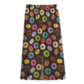 Colorful Donut Pattern Print Cotton Front Slit Maxi Skirt