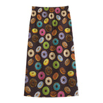 Colorful Donut Pattern Print Cotton Front Slit Maxi Skirt