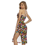 Colorful Donut Pattern Print Cross Back Cami Dress