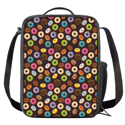 Colorful Donut Pattern Print Crossbody Lunch Bag