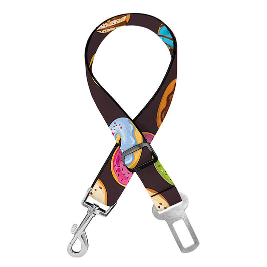 Colorful Donut Pattern Print Dog Seat Belt