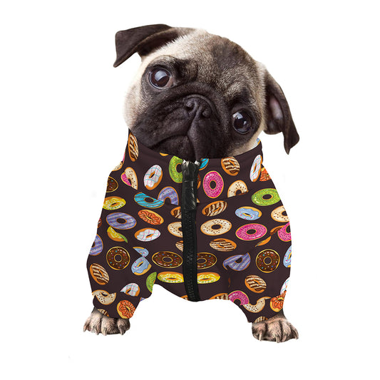 Colorful Donut Pattern Print Dog Zip Up Jacket