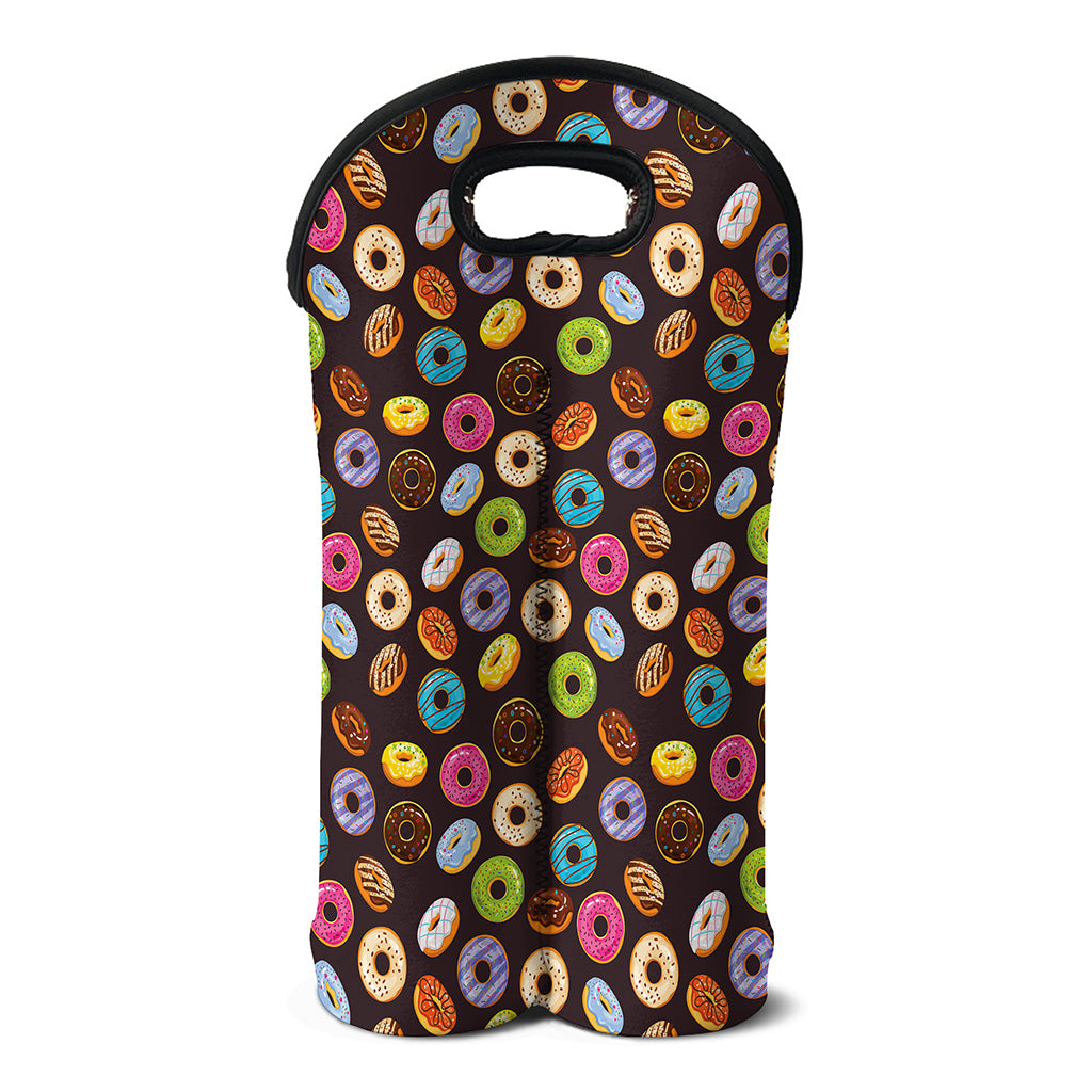 Colorful Donut Pattern Print Double Neoprene Wine Tote