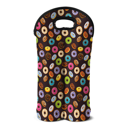 Colorful Donut Pattern Print Double Neoprene Wine Tote